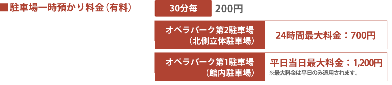 駐車場一時預かり料金（有料）